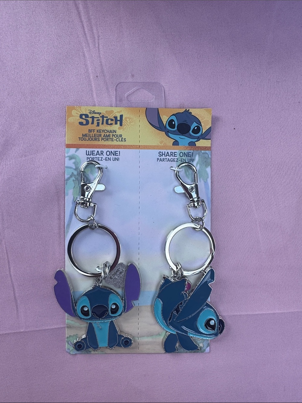 Disney Stitch Twin Blue and Purple Enamel Keychain Set